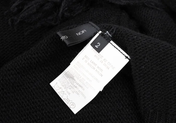 Yohji Yamamoto NOIR Wool Blend Fringe Design Buttonless Knit Cardigan K-169956_011