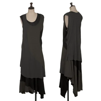 Yohji Yamamoto NOIR Blended Switching Fabric Layered Sleeveless Dress