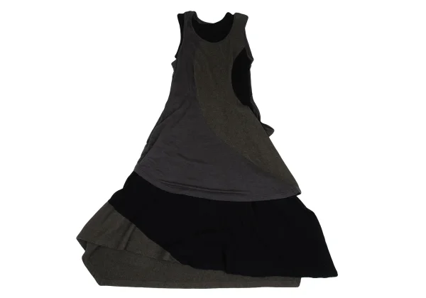 Yohji Yamamoto NOIR Blended Switching Fabric Layered Sleeveless Dress K-169958_002