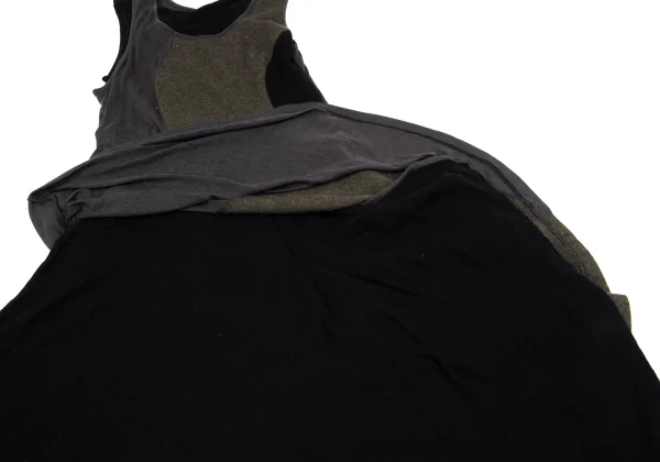 Yohji Yamamoto NOIR Blended Switching Fabric Layered Sleeveless Dress K-169958_011