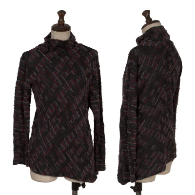 Plantation Wool Blend Pile Patch Turtleneck Top
