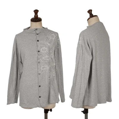 Plantation Floral Embroidery Cotton Jersey Cardigan