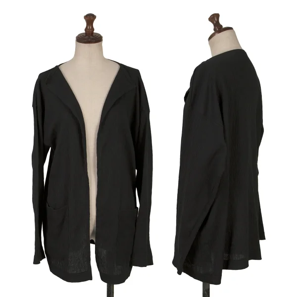 Plantation Crepe Cotton Buttonless Cardigan Black M K-169970_001