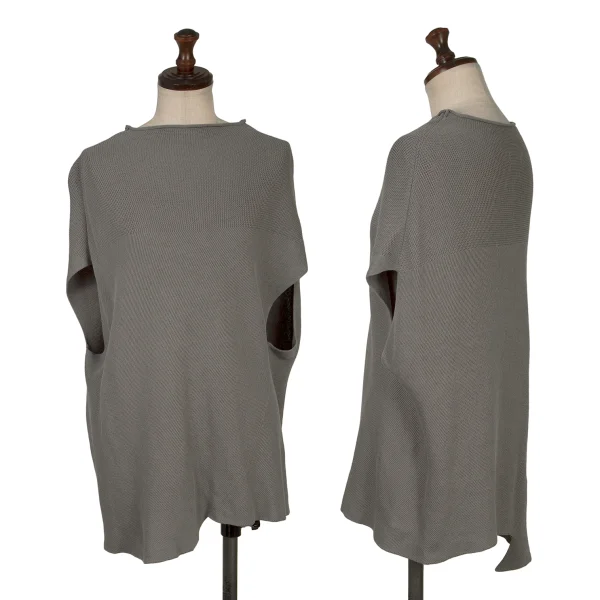 Plantation Cotton Asymmetry Sleeveless Knit Top Grey M K-169971_001