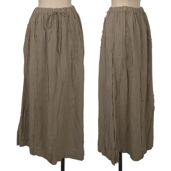 Plantation Cut Off Linen Skirt Mocha M K-169974_001