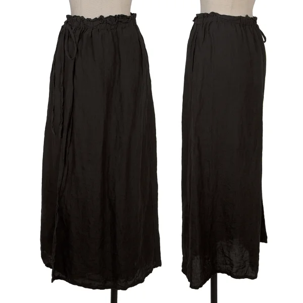 Plantation Linen Wrap Skirt Black M K-169976_001