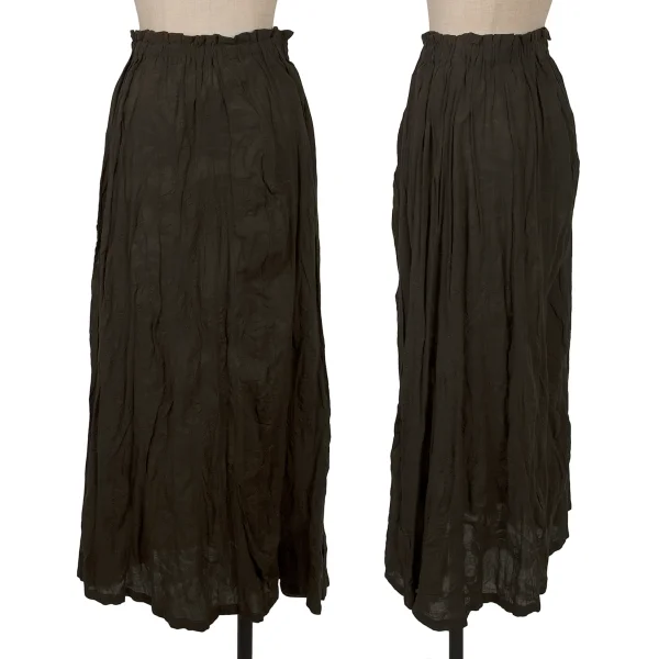 Plantation Cotton Linen Botanical Jacquard Skirt Khaki M K-169977_001