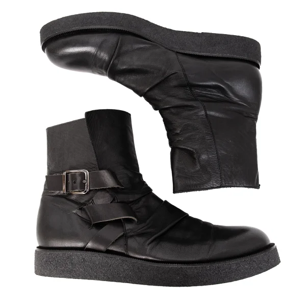 Yohji Yamamoto NOIR Side Belted Leather Boots K-169978_002
