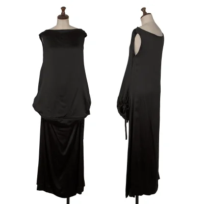 Yohji Yamamoto FEMME Silk Front Zip Drape Sleeveless Dress