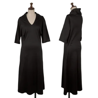 Yohji Yamamoto FEMME Cotton Stretch V Neck Dolman Dress