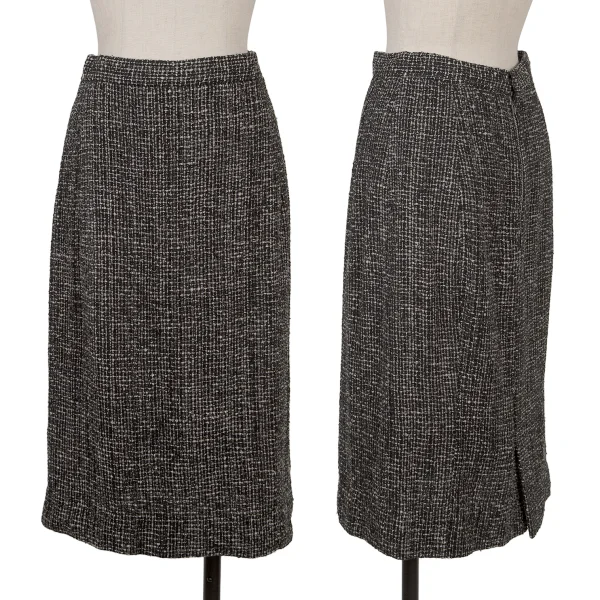 Yohji Yamamoto FEMME Silk Tweed Skirt Black,White S K-169989_001