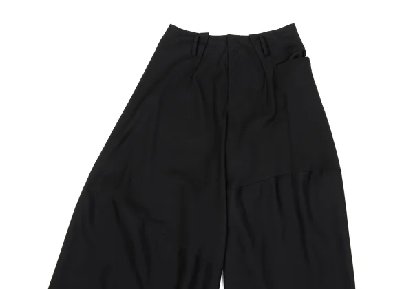 Yohji Yamamoto FEMME Wool Blend Switching Design Asymmetrical Wide Pants K-169993_002