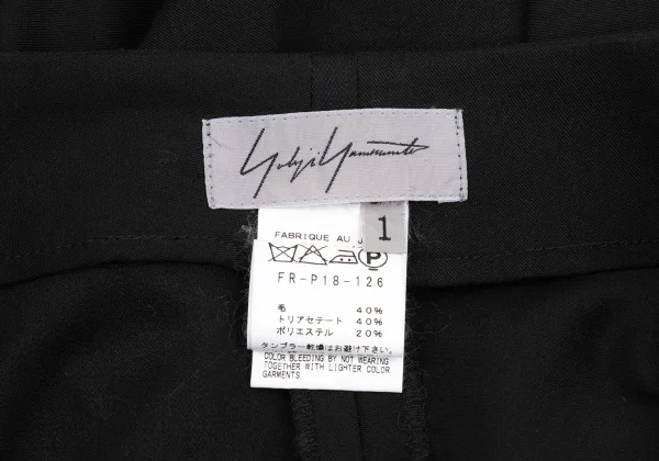 Yohji Yamamoto FEMME Wool Blend Switching Design Asymmetrical Wide Pants K-169993_015