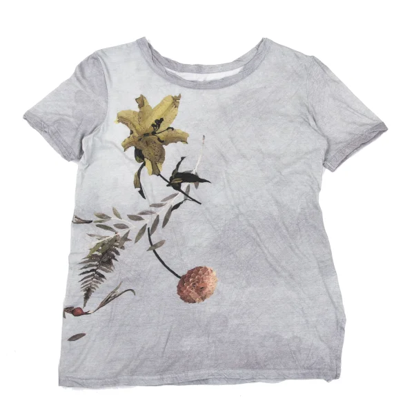 Yohji Yamamoto NOIR Floral Printed T Shirt Grey 2 K-169994_001