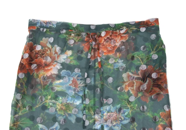 Yohji Yamamoto NOIR Floral Print Dot Pile See-through Skirt K-169997_003