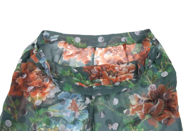 Yohji Yamamoto NOIR Floral Print Dot Pile See-through Skirt K-169997_006