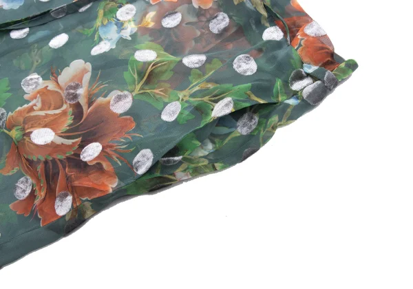 Yohji Yamamoto NOIR Floral Print Dot Pile See-through Skirt K-169997_007