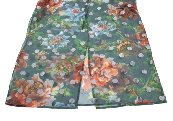 Yohji Yamamoto NOIR Floral Print Dot Pile See-through Skirt K-169997_008