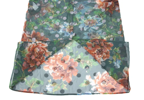 Yohji Yamamoto NOIR Floral Print Dot Pile See-through Skirt K-169997_010