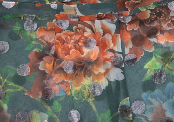 Yohji Yamamoto NOIR Floral Print Dot Pile See-through Skirt K-169997_011