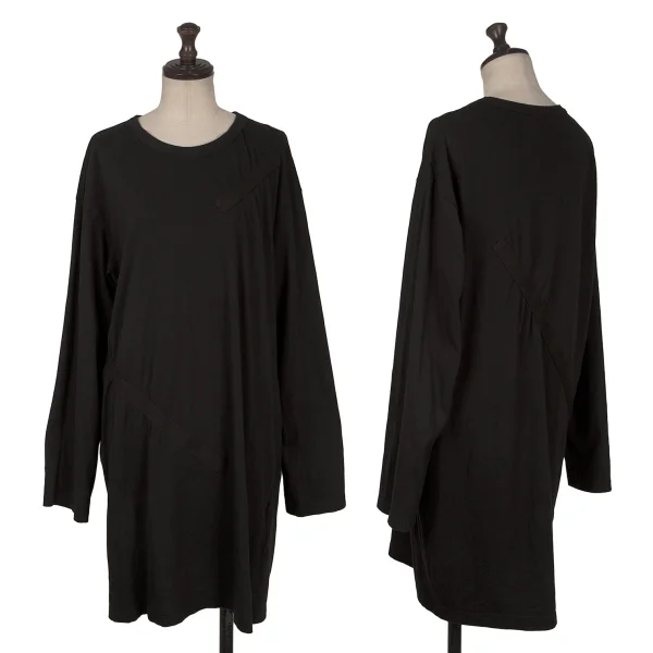 B Yohji Yamamoto Cotton Tape Design Long T Shirt Black 2 K-169998_001