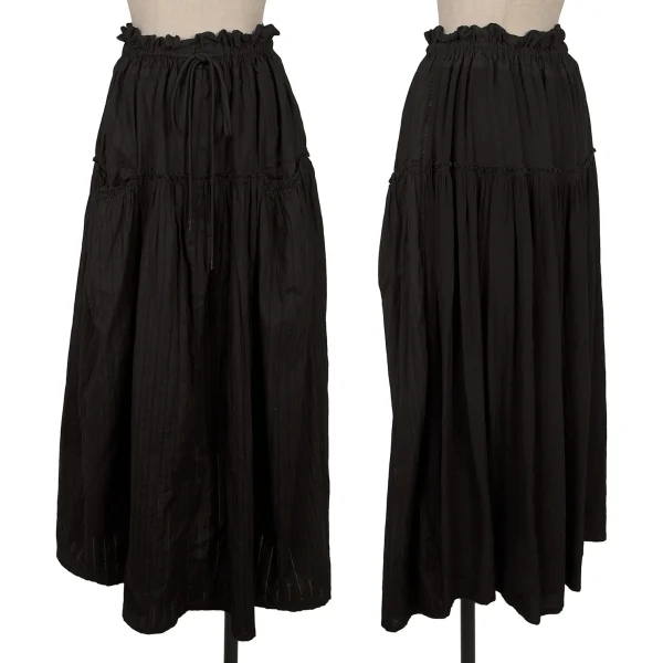 LIMI feu Cotton Stripe Gathered Skirt Black S K-170000_001