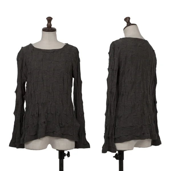 Plantation Cotton Wool Jacquard Knit Top Charcoal M K-170003_001