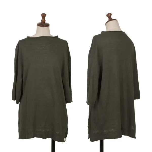 Plantation Linen Knit Top Khaki M K-170004_001