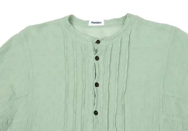 Plantation Cotton Wrinkled Band Collar Blouse K-170007_003