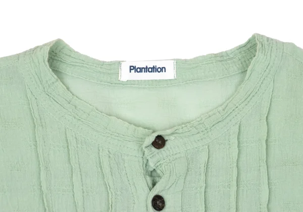 Plantation Cotton Wrinkled Band Collar Blouse K-170007_004