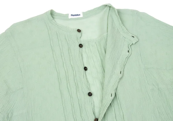 Plantation Cotton Wrinkled Band Collar Blouse K-170007_007