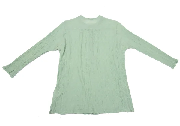 Plantation Cotton Wrinkled Band Collar Blouse K-170007_015