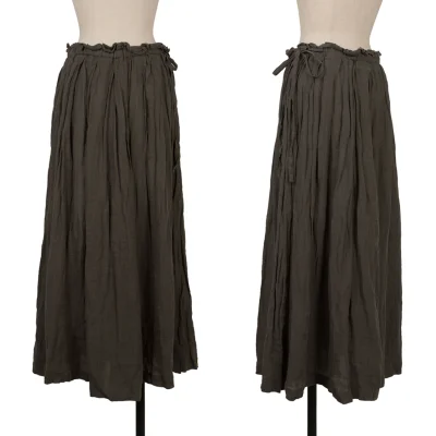 Plantation Linen Wrinkle Pleated Skirt