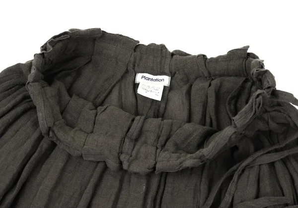 Plantation Linen Wrinkle Pleated Skirt K-170011_005