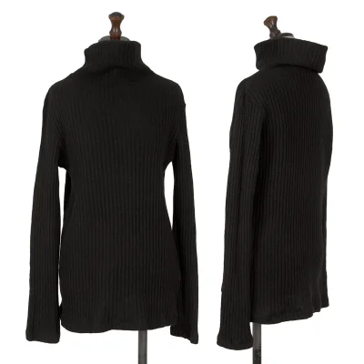 Yohji Yamamoto FEMME Wool Blend High-neck Ribbed Knit Sweater