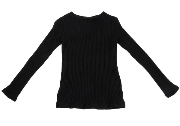 Yohji Yamamoto FEMME Wool blend Switching Neck Ribbed Knit Sweater K-170020_002