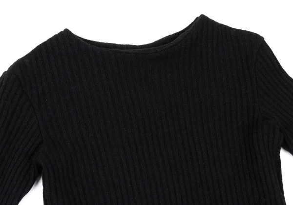 Yohji Yamamoto FEMME Wool blend Switching Neck Ribbed Knit Sweater K-170020_003