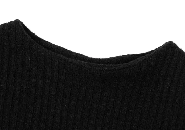 Yohji Yamamoto FEMME Wool blend Switching Neck Ribbed Knit Sweater K-170020_004