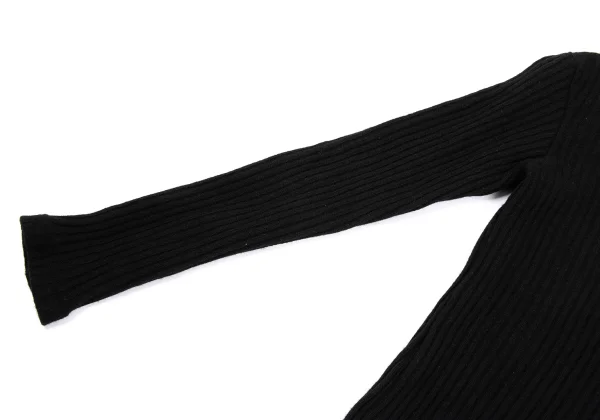 Yohji Yamamoto FEMME Wool blend Switching Neck Ribbed Knit Sweater K-170020_005