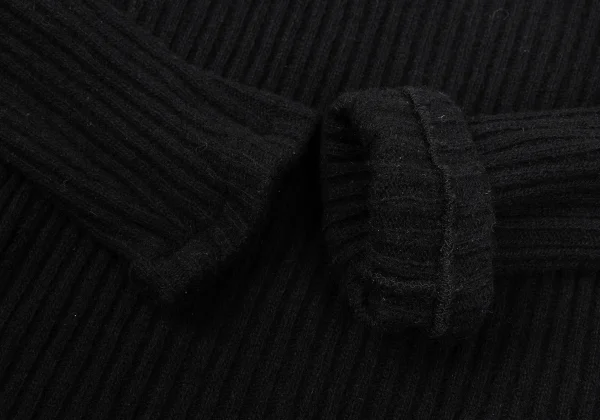 Yohji Yamamoto FEMME Wool blend Switching Neck Ribbed Knit Sweater K-170020_006