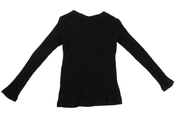 Yohji Yamamoto FEMME Wool blend Switching Neck Ribbed Knit Sweater K-170020_009