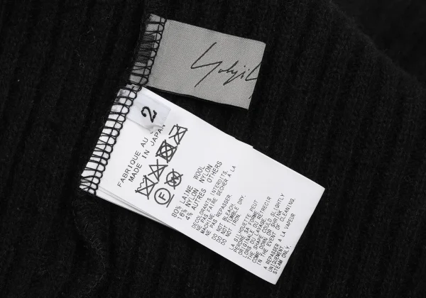Yohji Yamamoto FEMME Wool blend Switching Neck Ribbed Knit Sweater K-170020_011
