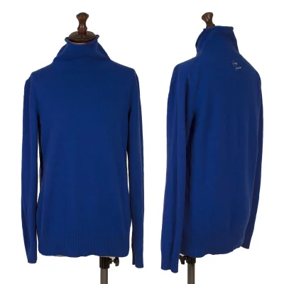 Yohji Yamamoto FEMME Cashmere Back Point Logo Embroidery High-neck Knit