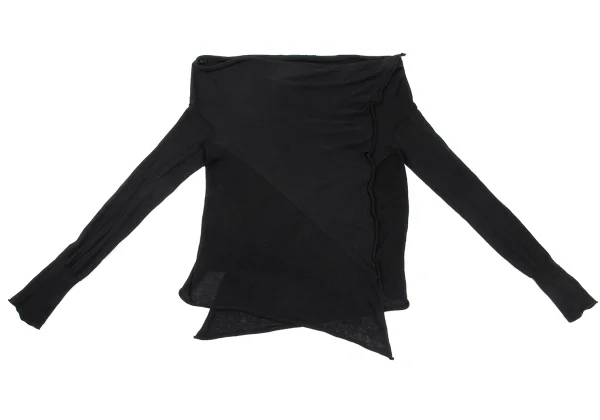 Yohji Yamamoto FEMME Cashmere Blend Cotton Buttonless Side Drape Cardigan K-170023_002