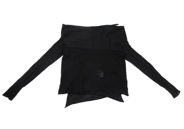 Yohji Yamamoto FEMME Cashmere Blend Cotton Buttonless Side Drape Cardigan K-170023_011