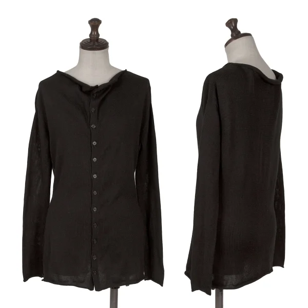 Yohji Yamamoto FEMME Cutting Design Multi-button Cardigan Black 2 K-170024_001