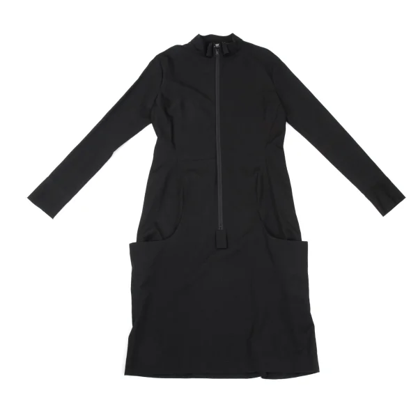 Yohji Yamamoto FEMME Wool Gabardine Cutting Front Zip Pullover Dress K-170025_002