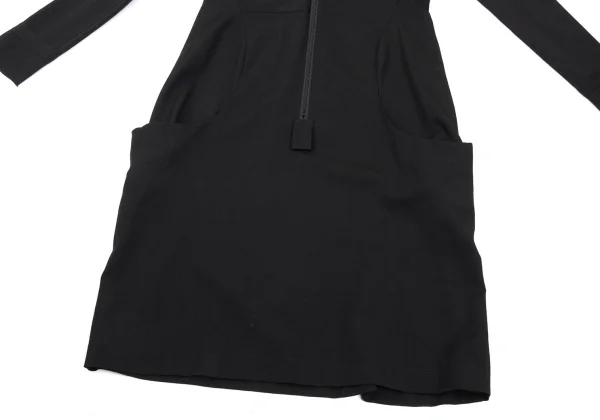 Yohji Yamamoto FEMME Wool Gabardine Cutting Front Zip Pullover Dress K-170025_010