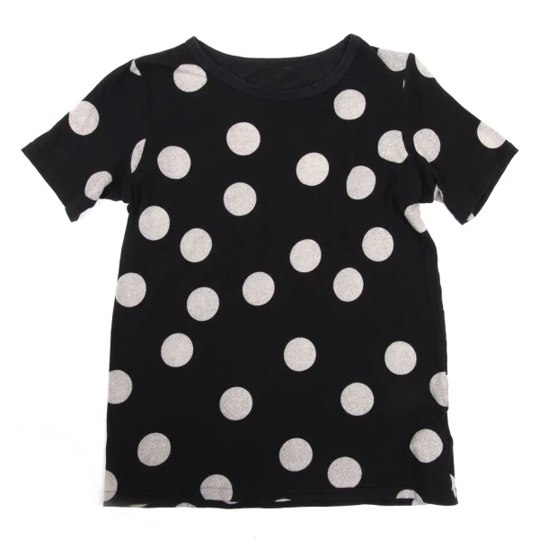 Yohji Yamamoto NOIR Cotton Blend Dot Print Stretch T-shirt Black,White 2 K-170027_001