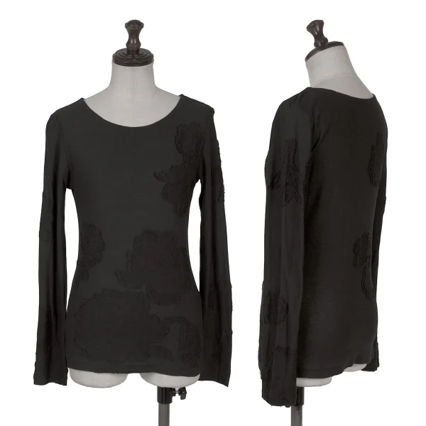 Yohji Yamamoto NOIR Cotton Blend Floral Jacquard Top Black 2 K-170029_001